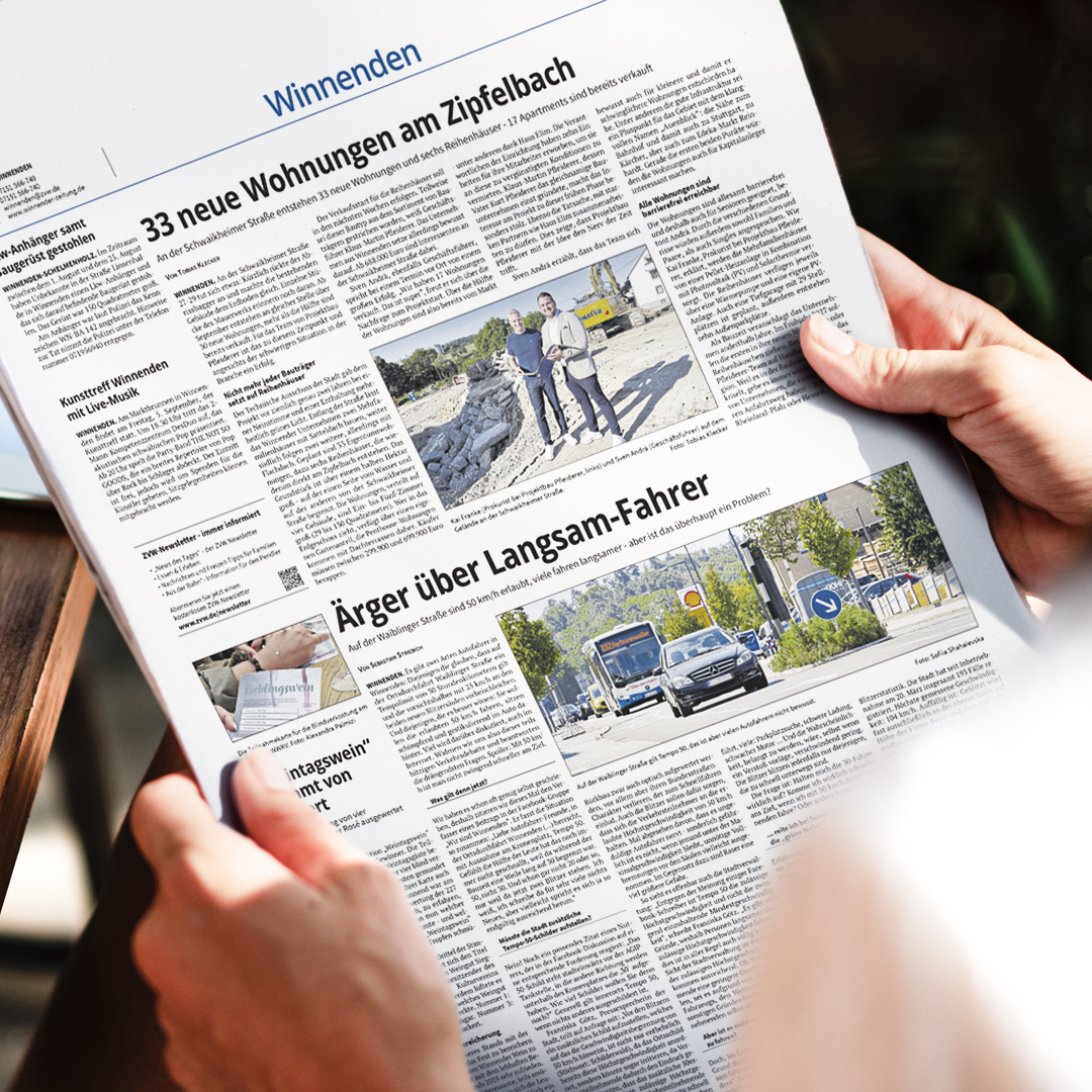 Projektbau Pfleiderer, Winnenden: Zeitungsartikel Schwaikheimer Straße, Winnenden