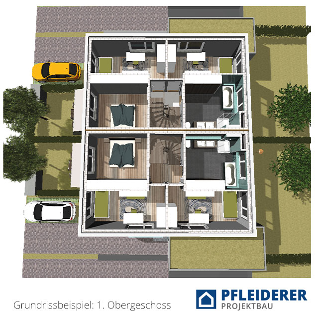 Pfleiderer Projektbau: Doppelhäuser Schwaikheim, Heisse Klinge, Mittelpunkt